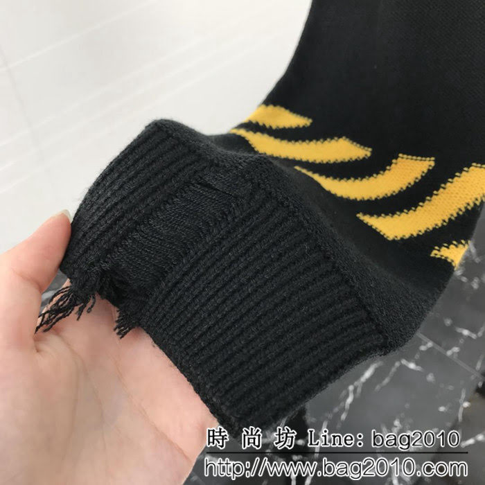 OFF-White18ss秋冬新款 官網同步 落肩剪口破洞羊毛衫 ydi1085